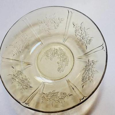 Federal Yellow Vegetable Bowl Rose Pattern Fleabite