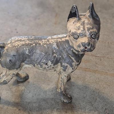 1920's Antique Hubley Boston Terrier Bulldog Cast Iron Door Stop Dog Sculpture