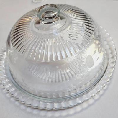Princess House Clear Glass Etched Cake Plate With Lid