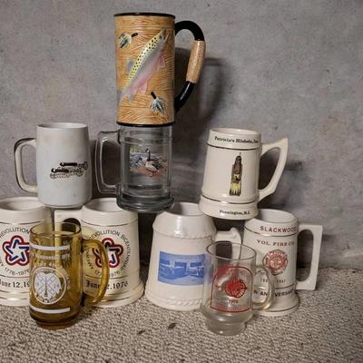 Large Collection Of Porcelain And Glass Steins And Mugs