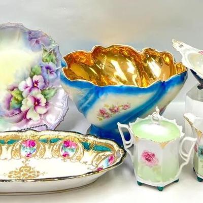 “R.S Prussia” & Hand-Painted Porcelain Dishes