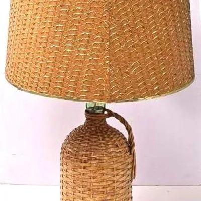 Wicker Wrapped Bottle Table Lamp