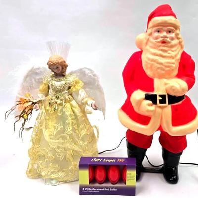 Light Up Santa Clause and Angel Tree Topper