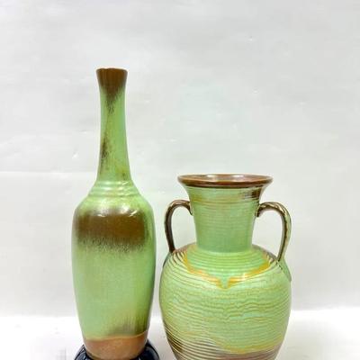 Vintage Prairie Green “Frankoma” Pottery Vases