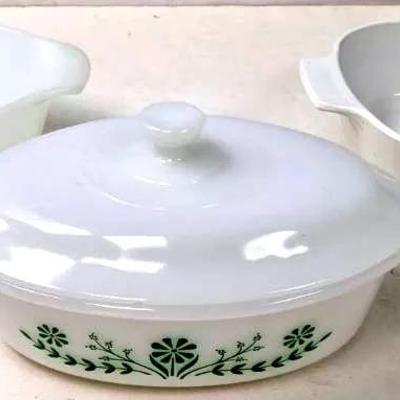 "Corning Ware," "GlasBake," and "Anchor Hocking"