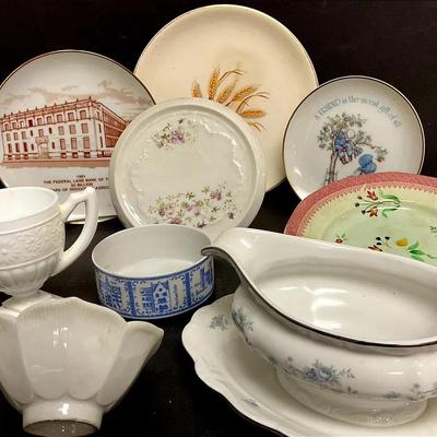 "Blue Garland" Gravy Bowl, Porclelain Plates, & More