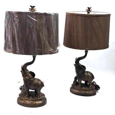 Resin Bronze Colored Elephant Lamps