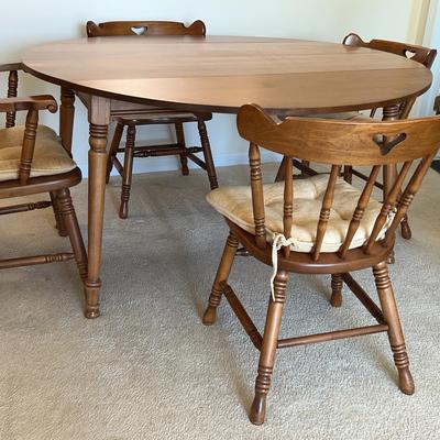 Tell City Chairs Company Solid Maple Dining Table (29” H x 54” diameter) And Chairs (30” H x 18” D)