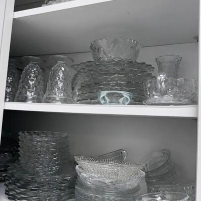 Collection of Vintage Pressed & Cut Glass Serving Pieces