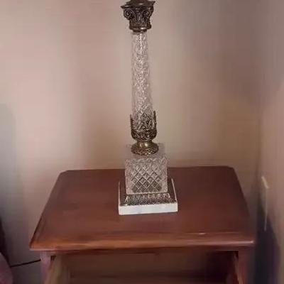 Solid Wood Nightstand And Lamp