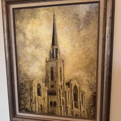 The First Presbyterian Church, Tulsa original painting By Larry Hampton