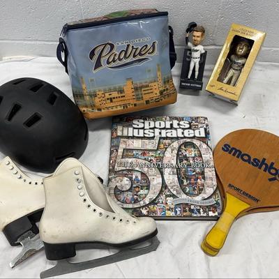 Sports Fan Lot – Padres Cooler, Trevor Hoffman Bobble, Ice Skates & Smashball