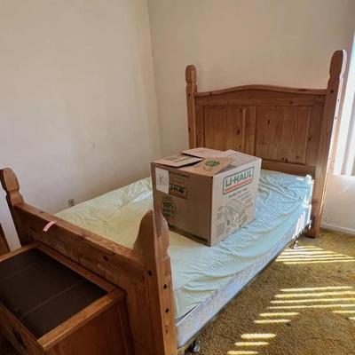 Wood Bed Frame w/ Headboard & Footboard + Mattress