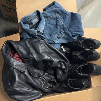Men’s Apparel Lot – Leather Jacket, Denim Shirt & Dress Shoes