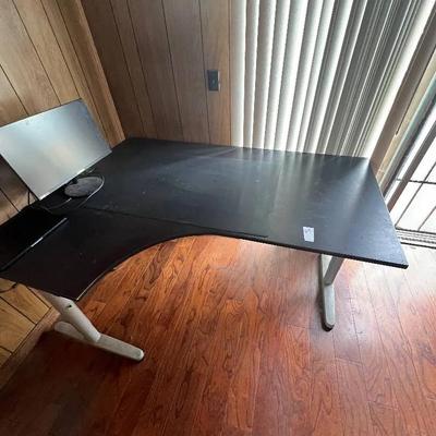 L-Shaped Corner Computer Desk – Black Laminate, Modern Home Office