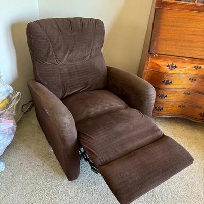 Electric Brown Velvety Recliner 