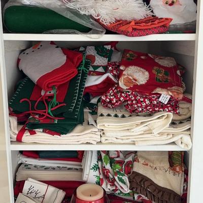 Huge Mystery Christmas Linens & Decor Lot