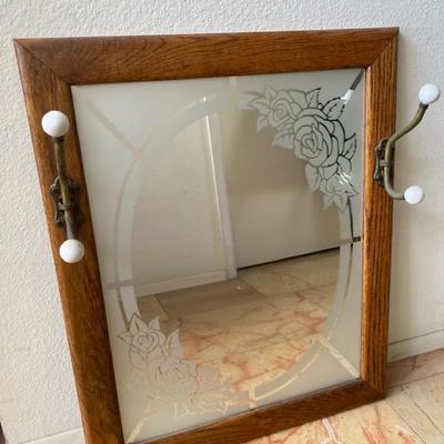 Floral Etched Mirror With Hangers 