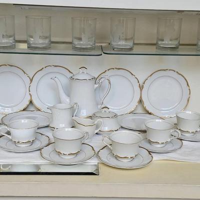 White With Gold Rim Tea Set And More 