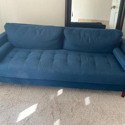 Mid-Century Modern Style Ocean Blue Sofa Couch