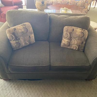 Brown Velvet Loveseat Couch Sofa 
