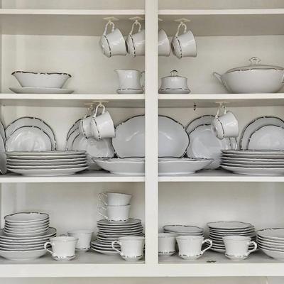 White With Silver Trim Fine China Dishes