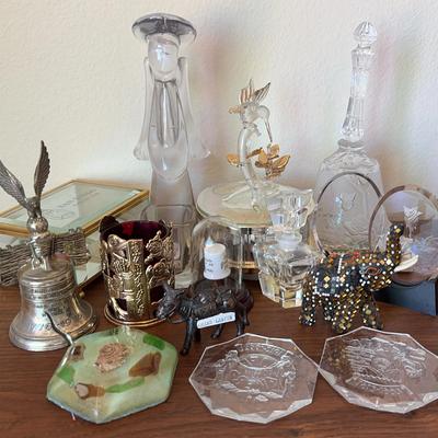 Vintage Misc. Office Trinkets: Crystal Glass, Brass, & More