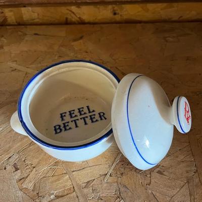 vintage "Get Well" Mother's Chicken Soup Bowl with a lid, made by Rubicon Designs in 1986