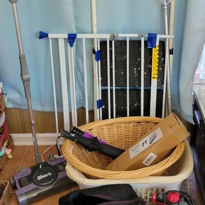 Assorted Utility Items: Step Ladder, Baby Gate, Sconces Steamer, Etc
