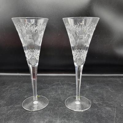 Pair of Waterford Crystal Millennial Series "Prosperity" Champagne Flutes
