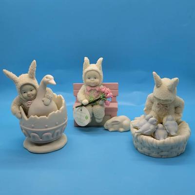 (3) Department 56 Snowbunnies: Waiting for Love, Double Yoke,  Is There Room for Me?