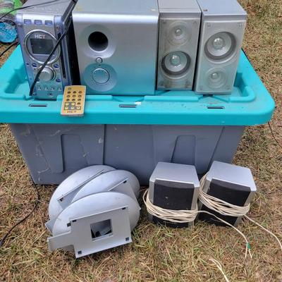 HCT Micro HiFi Stereo System NE-288 & 2 Pioneer Speakers w/tote