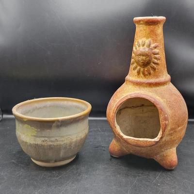 Mini Chimnea & Handmade Pottery (Signed)