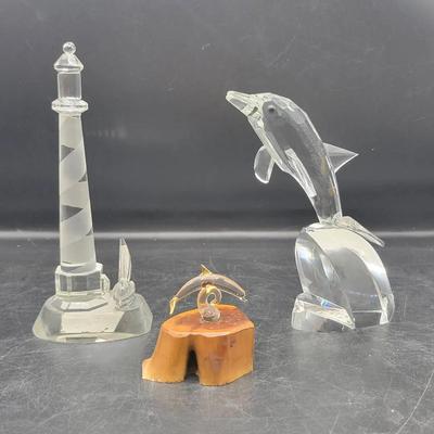 Lighthouse & Dolphin Figurines 
