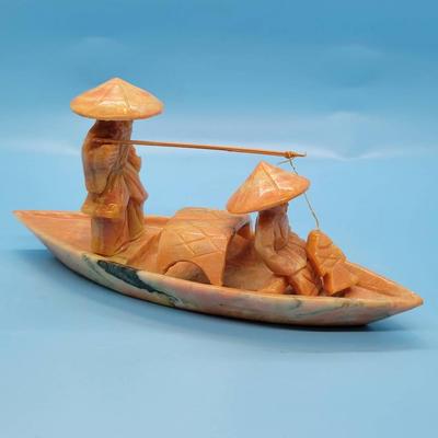 Vintage 1970's Fishing Sculpture from Natural Stone