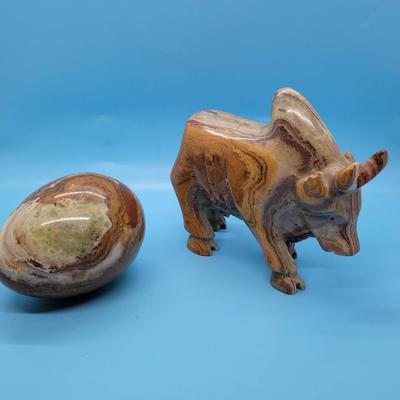 (2) Marbled Onyx Decorative Items