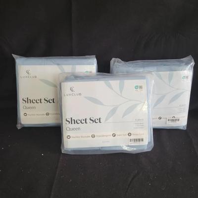 (3) Queen Size Sheets Sets by LUXCLUB (NEW)
