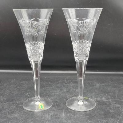 Pair of Waterford Crystal Millennial Series "Peace" Champagne Flutes
