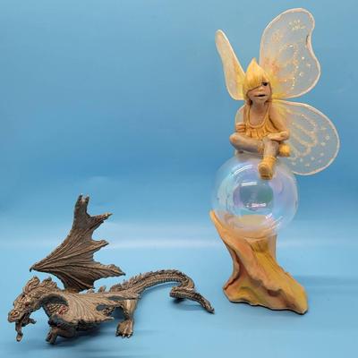 (2) Rawcliffe Figurines: Pewter Dragon & Bubble Fairy