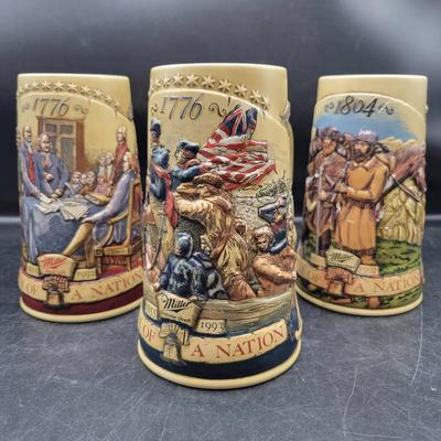 (3) Miller Geniune Draft Collectible Beer Steins