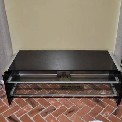 Black Lacquer And Glass Coffee Table/Entertainment Center