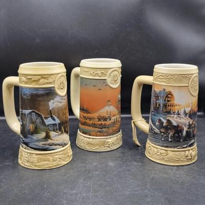 (3) Ducks Unlimited Terry Redlin Collection Miller Genuine Draft Steins