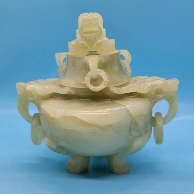 Chinese Pale Celadon Jade Tripod Censer