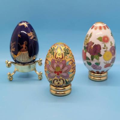 (3) Franklin Mint Collectible Eggs: Satsuma Egg, Cloisonne' Egg, Limoges
