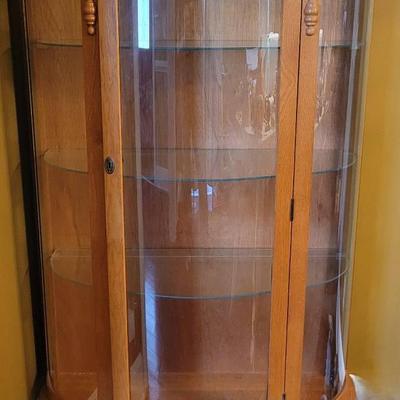 Oak Bow Front Curio