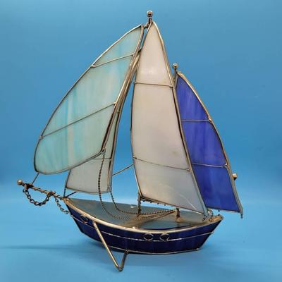 Handmade Stained Glass Sailboat Figurine by LAAR