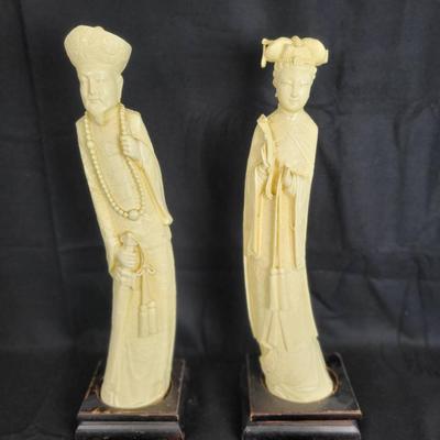 Imitation Ivory Carved Chinese Emperor and Empress