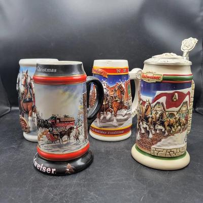(4) Budweiser Collectible Beer Steins