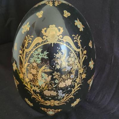 16" Large Satsuma Style Porcelain Painted Egg
