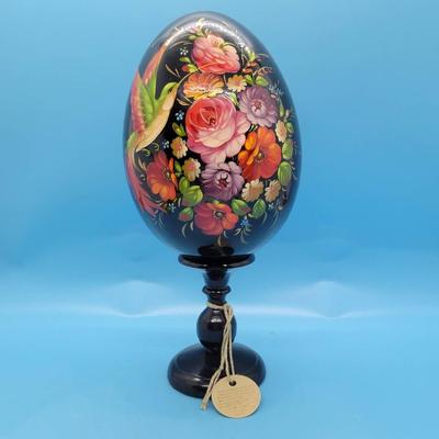 Handpainted Russian Egg on a Pedestal by G. DeBrekht
